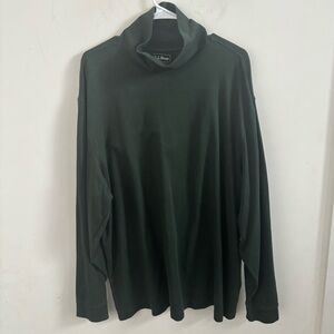 L.L. Bean Men 100% Cotton Mock Turtleneck Long Sleeve Shirt Dark Green Size XXL